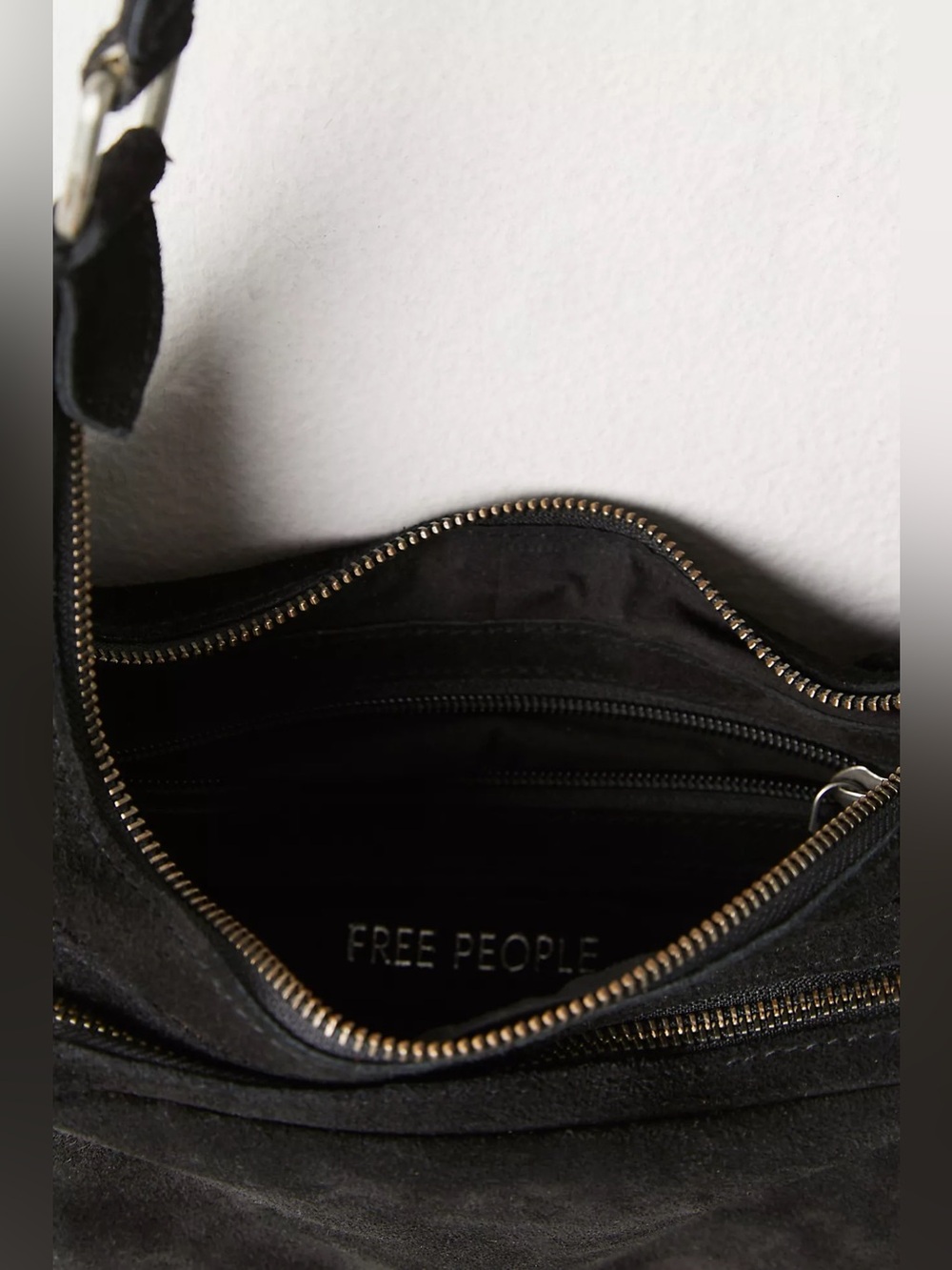 Free People Siren Suede Shoulder Bag Black NWT SOLD OUT - Picture 6 of 7